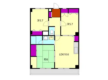 メゾングランディ(3LDK/2階)の間取り写真