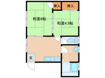 ヴェルデ本納(2DK/2階)の間取り写真