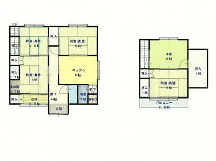 近鉄名古屋線 塩浜駅 徒歩30分 2階建 築63年(5SDK)の間取り写真