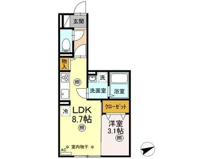 プレミスト Ⅷ(1LDK/3階)の間取り写真