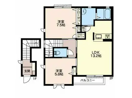 LILIEN BERG MC(2LDK/2階)の間取り写真