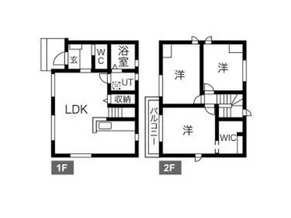 東武伊勢崎・大師線 新田駅(埼玉) 徒歩17分 2階建 築10年(3LDK)の間取り写真