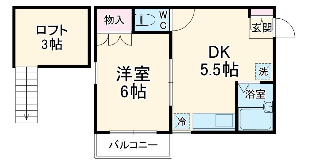ニュー今川C(1DK/1階)の間取り写真