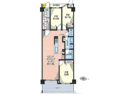 ディナ・スカーラ百合ヶ丘(2LDK/5階)の間取り写真