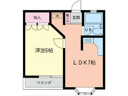 ファイブプラスワン(1DK/2階)の間取り写真