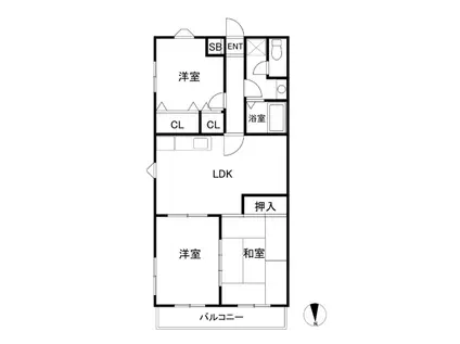 コーポヤマオカ(3LDK/1階)の間取り写真