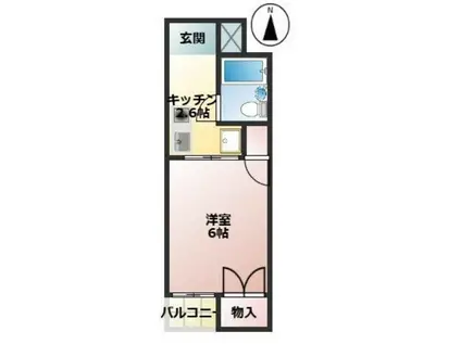 サンケンパレス東伏見駅前(1K/2階)の間取り写真