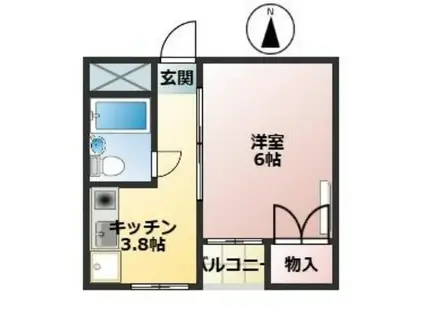 サンケンパレス東伏見駅前(1K/4階)の間取り写真