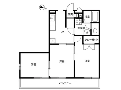 アンプルールブワレジェンド(3DK/1階)の間取り写真