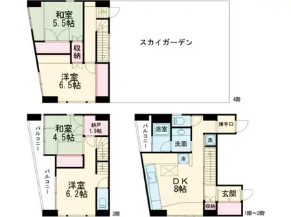 アンドギャラリービル(4SDK/2階)の間取り写真