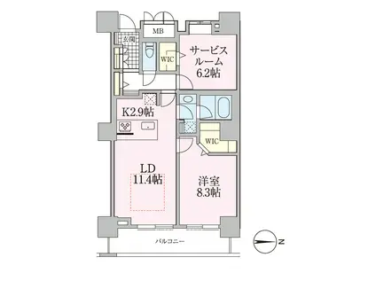 ロイヤルパークスタワー南千住(1SLDK/33階)の間取り写真
