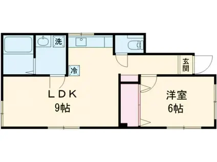 みずはらコーポ1(1LDK/1階)の間取り写真