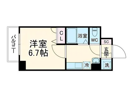 ラナップスクエア京都西陣(1K/7階)の間取り写真