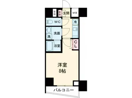 クオリタス綾瀬(1K/7階)の間取り写真