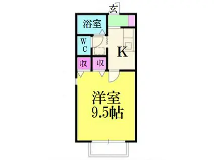 カーサ ベーネ(1K/1階)の間取り写真