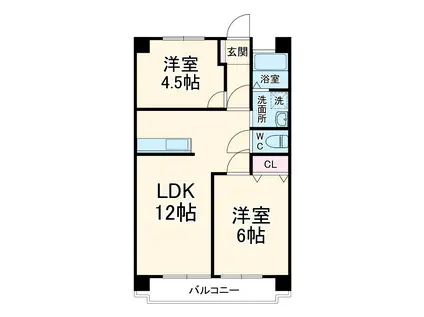 第2水光ビル(2LDK/1階)の間取り写真