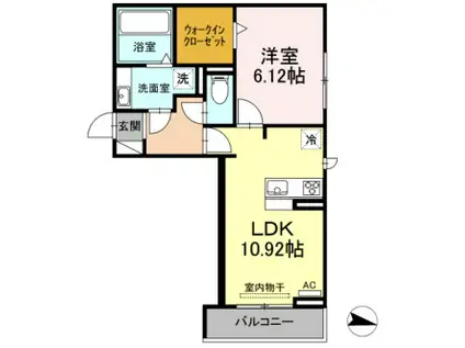 アーモンドエル(1LDK/1階)の間取り写真
