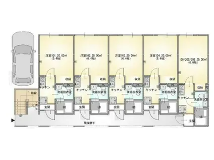 オーチェ今羽(1K/1階)の間取り写真