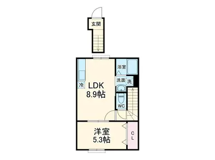 ナリトモ赤井A(1LDK/2階)の間取り写真