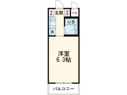 ウッドクレスト砧D棟(ワンルーム/1階)の間取り写真