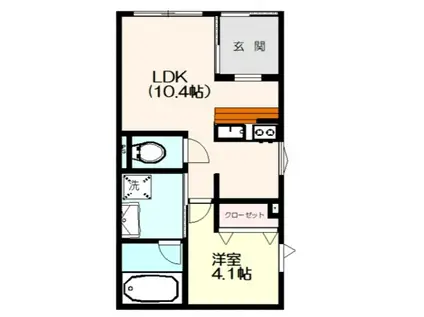 コリド赤塚B(1LDK/1階)の間取り写真
