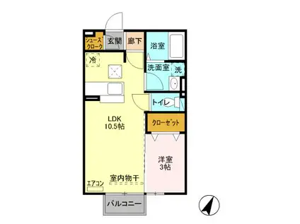 シャルマンE(1LDK/1階)の間取り写真