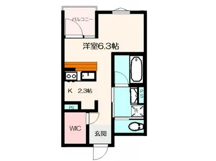 コリド赤塚B(1K/2階)の間取り写真