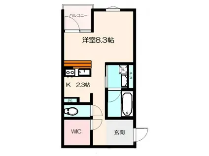 コリド赤塚B(1K/2階)の間取り写真