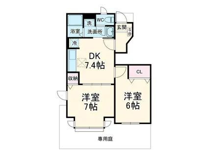 シャトーレ湘南Ⅰ(2DK)の間取り写真