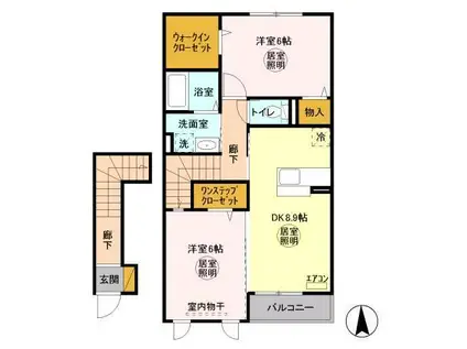 リーベンハイム(2DK/2階)の間取り写真