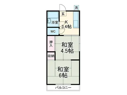 レピュート小林A(2K/1階)の間取り写真