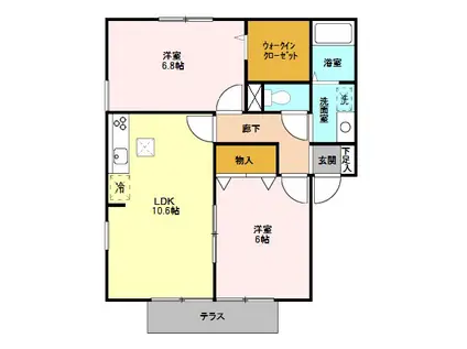 グランシャリオC棟(2LDK/1階)の間取り写真