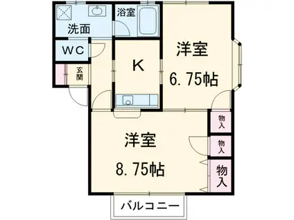 ピカデリーヒルズC(2K/2階)の間取り写真