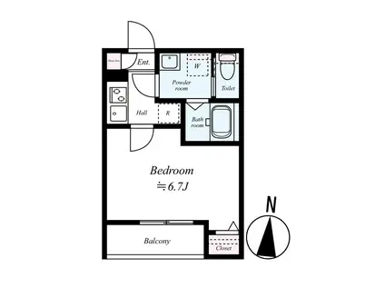 GRADUSかしわ台(1K/2階)の間取り写真