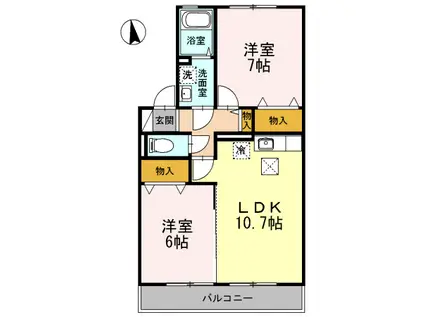 ラマージュ1(2LDK/1階)の間取り写真