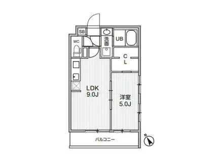 ALIVIS本八幡(1LDK/4階)の間取り写真