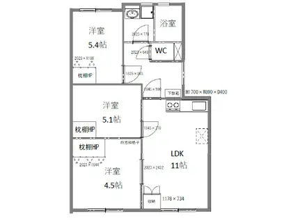 ニューメゾン・ド・アザレ(3LDK/1階)の間取り写真
