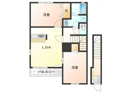 ミッテフリーデⅠ(2LDK/2階)の間取り写真