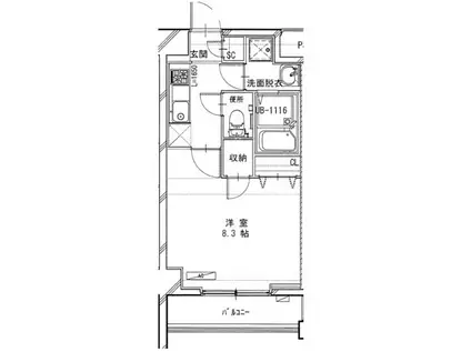 クレストコート八王子(1K/8階)の間取り写真