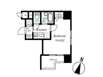 スパシエ八王子クレストタワー(1K/7階)の間取り写真