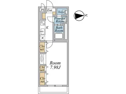 リブリ・赤塚(1K/2階)の間取り写真