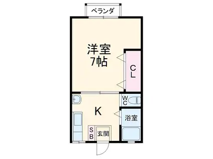 シティハイムチハルⅡ(1K/1階)の間取り写真