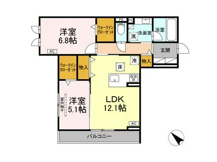 D-AVANCE柱六番町Ⅰ(2LDK/3階)の間取り写真