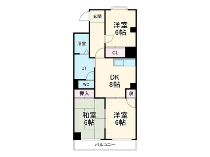 メゾンドキャッスル(3DK/3階)の間取り写真