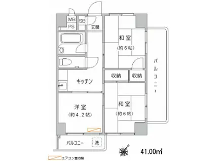 北品川ダイヤモンドパレス(3K/2階)の間取り写真