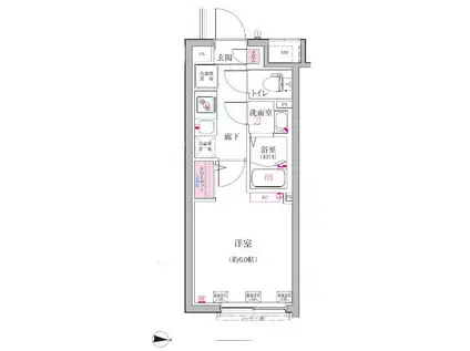 ベルシードステアー小竹向原(1K/1階)の間取り写真
