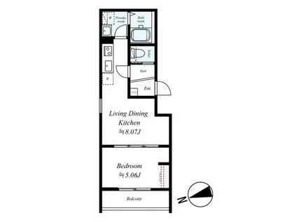 GRADUS川越Ⅲ(1LDK/1階)の間取り写真