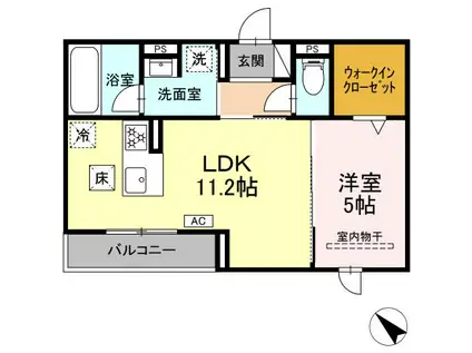 D-AVANCE柱六番町Ⅱ(1LDK/3階)の間取り写真