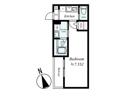 GRADUS川越Ⅲ(1K/1階)の間取り写真