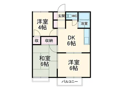 アミー八重原 Ⅰ(3DK/2階)の間取り写真